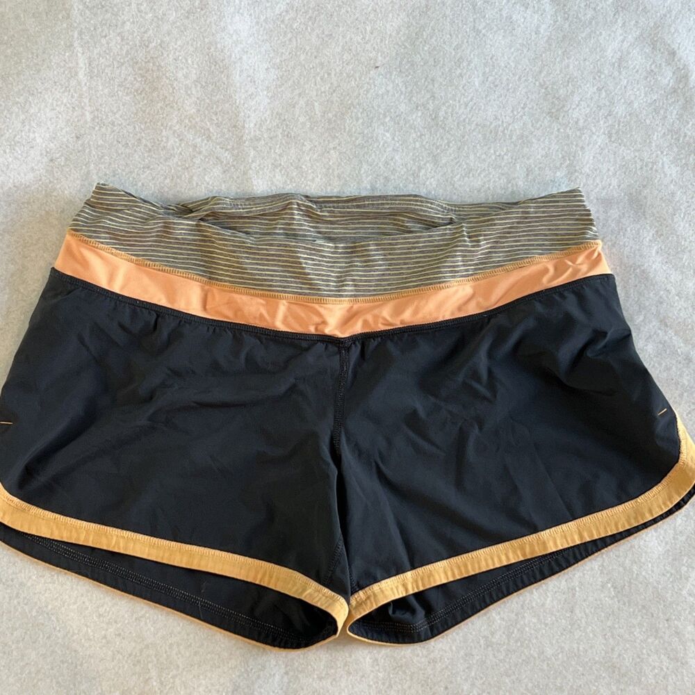 Lululemon Shorts Gray & Orange Run Times MidRise Pull On Athletic Women size 10